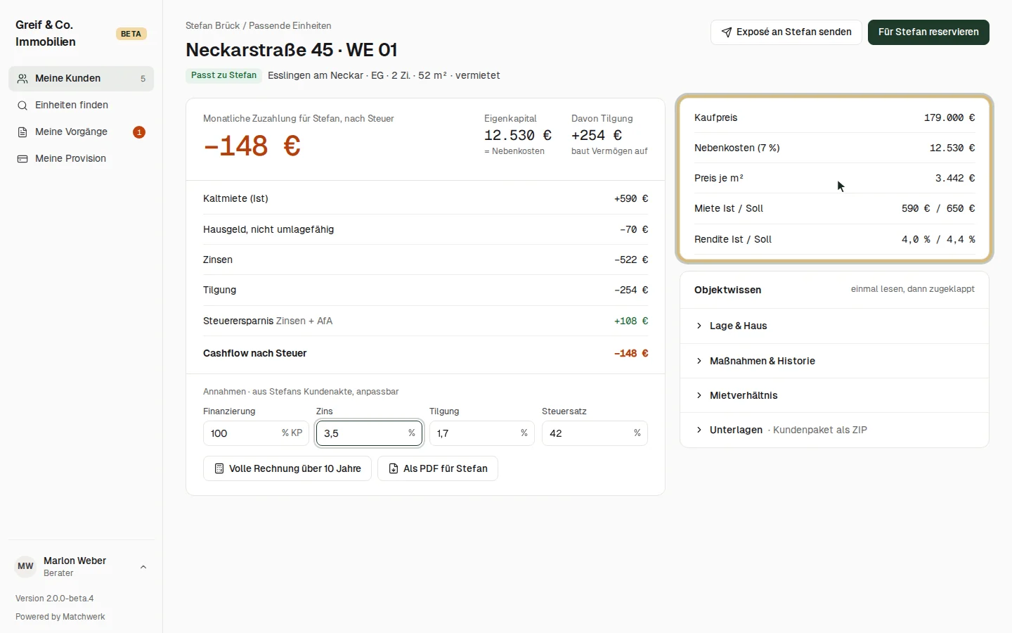 Annahmen anpassen und Kurzfakten