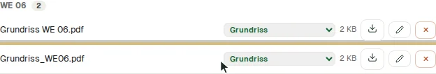 Der Grundriss von WE 06 mit korrigierter Dokumentart