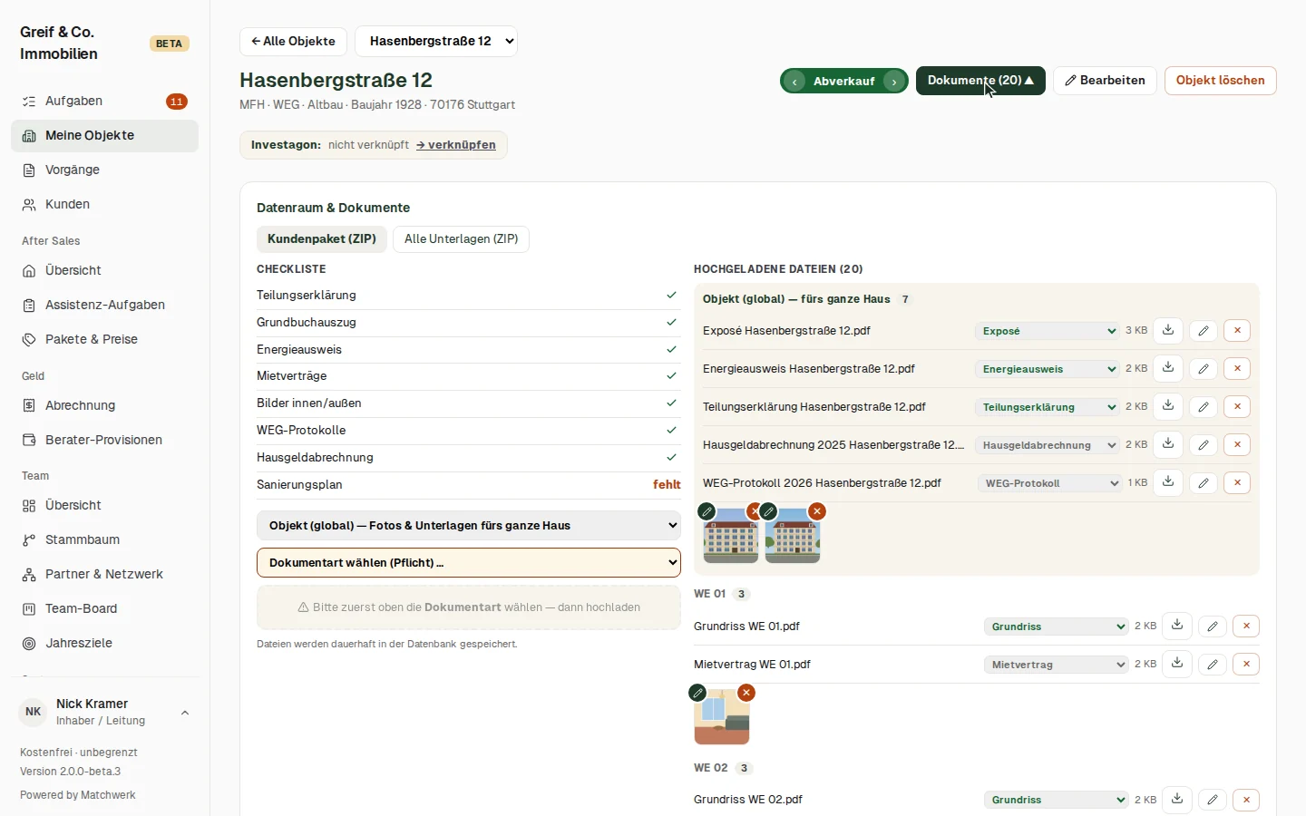 Der aufgeklappte Datenraum der Hasenbergstraße 12