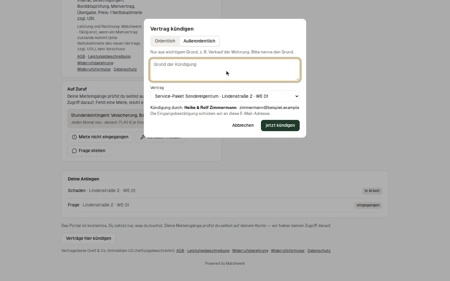 Außerordentliche Kündigung mit Grund