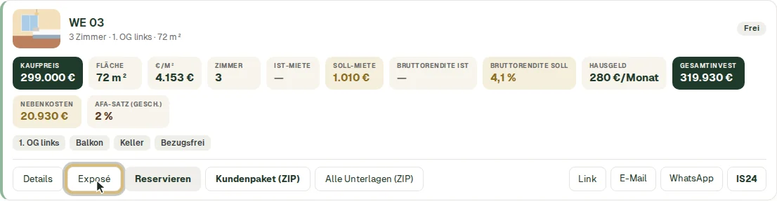 Der Knopf „Exposé