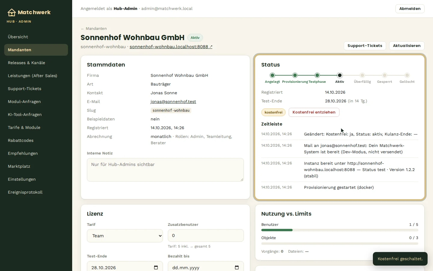 Kostenfrei geschaltet — mit goldenem Chip