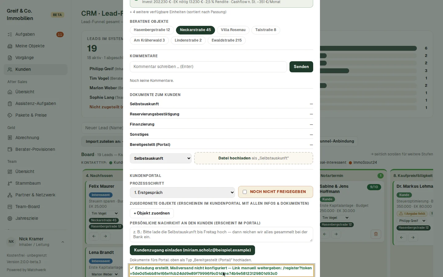 Einladung für Miriam Scholz ohne Mailserver: Link zum Weitergeben