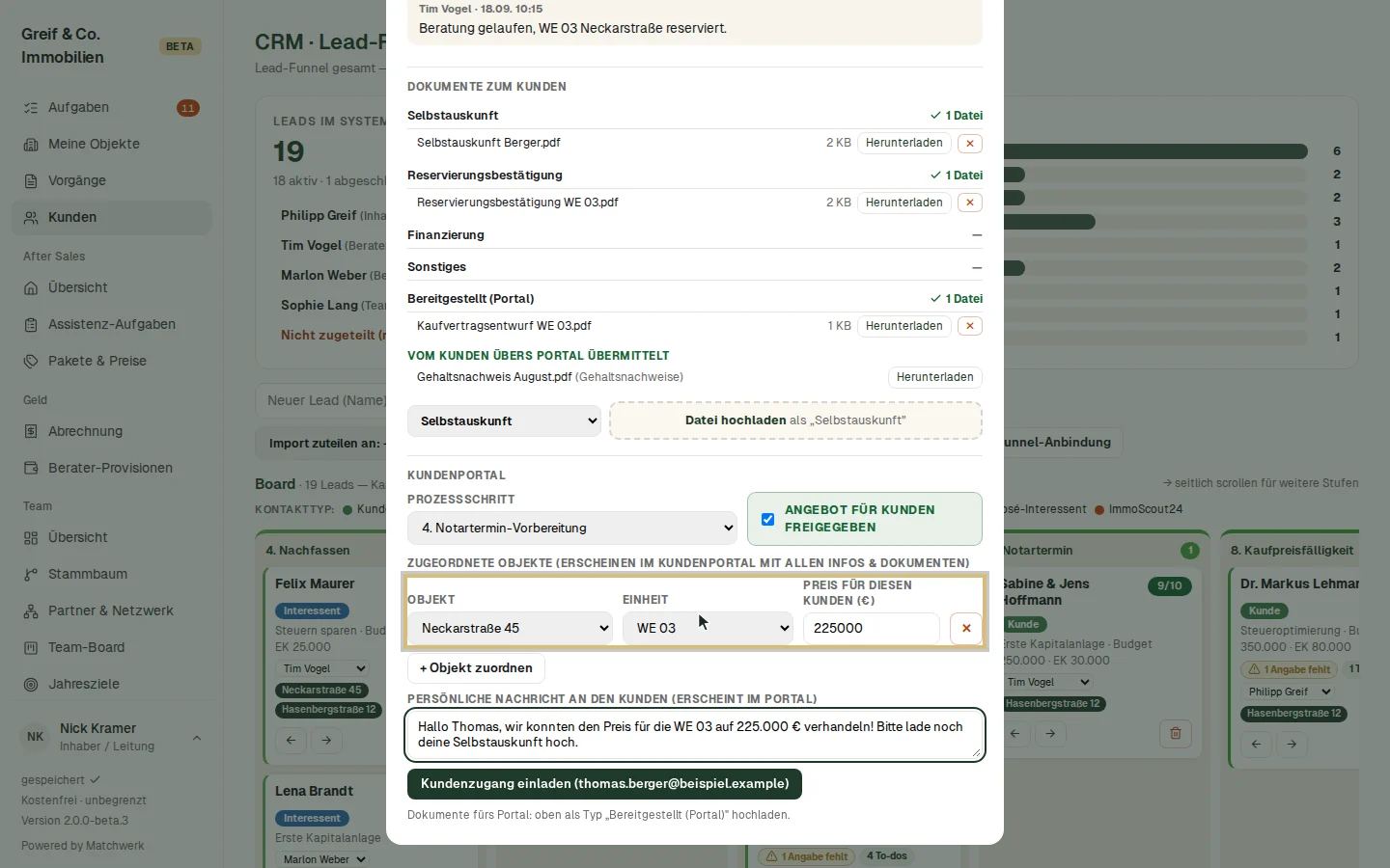 Individueller Preis und persönliche Nachricht