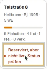 Objektkarte mit Balken und nächstem Schritt