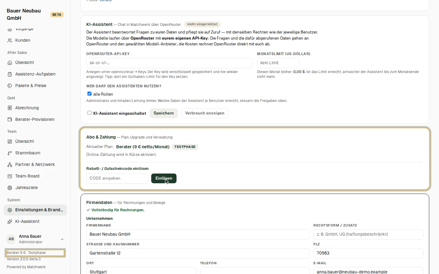 Abo & Zahlung mit Testphase und Rabattcode
